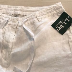 LL Bean White Linen Pants